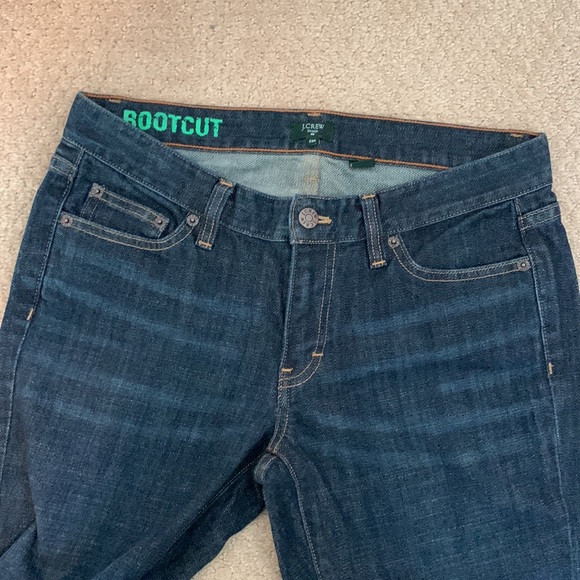 J Crew 29R x 32” Stretch Bootcut Dark Wash Jean EUC - Picture 4 of 6